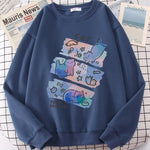 Load image into Gallery viewer, Fun Mischievous Cat Print Hoodie - Loose Comfortable Fleece Pullover