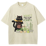 Load image into Gallery viewer, Fresh Flower Black Cat Print T-Shirt - Pure Cotton Unisex Summer Tee