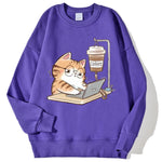 Load image into Gallery viewer, Work Cats Coffee Hoodie - Loose Comfortable Fleece Hoodie for Women Men