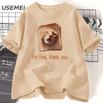 Load image into Gallery viewer, Funny Bread Dog Cat T-Shirt for Couples – Cotton Summer Graphic Tee for Men & Women