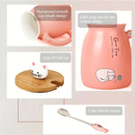 Load image into Gallery viewer, Kawaii Tea Cup - Cute Cat Ceramic Mug with Kitty Lid & Spoon 16oz