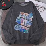 Load image into Gallery viewer, Fun Mischievous Cat Print Hoodie - Loose Comfortable Fleece Pullover