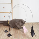 Load image into Gallery viewer, Interactive Cat Teaser Wand - Bell & Feather Toy with Suction Cup