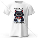 Load image into Gallery viewer, Coffee Loving Cat Print T-Shirt - 100% Cotton Unisex Round Neck Tee