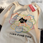 Load image into Gallery viewer, I Can Find You Fun Cat Print T-Shirt - Oversize Cotton Fashion Tee