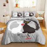 Load image into Gallery viewer, 3PCS Cartoon Cat Bedding Set - Cute Printed Duvet Cover & Pillows