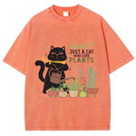 Load image into Gallery viewer, Fresh Flower Black Cat Print T-Shirt - Pure Cotton Unisex Summer Tee