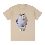 Load image into Gallery viewer, Cat Saying Huh? Funny Meme T-Shirt - 100% Cotton Oversized Tee