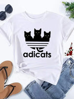 Load image into Gallery viewer, Funny Cat Printed T-Shirt - Women's Hip Hop Cartoon Street Tee