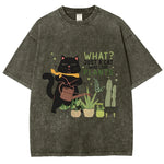 Load image into Gallery viewer, Fresh Flower Black Cat Print T-Shirt - Pure Cotton Unisex Summer Tee