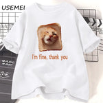 Load image into Gallery viewer, Funny Bread Dog Cat T-Shirt for Couples – Cotton Summer Graphic Tee for Men & Women