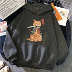 Load image into Gallery viewer, Japanese Cartoon Cat Ukiyo-E Print Hoodie - Women's Hip Hop Fleece