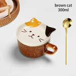 Load image into Gallery viewer, Japanese Cartoon Cat Coffee Mug - Cute Animal Pattern Cup with Lid