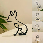 Load image into Gallery viewer, Dog Cat Minimalist Art Sculpture - Modern Metal Home Office Decor