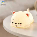 Load image into Gallery viewer, Lovely Cat USB Rechargeable Silicone LED Night Light Bedroom Bedside Floor Lamp with Remote for Kids Baby Gift Touch Sensor Lamp