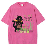 Load image into Gallery viewer, Fresh Flower Black Cat Print T-Shirt - Pure Cotton Unisex Summer Tee