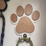 Load image into Gallery viewer, Paw Print Wooden Dog Leash Hanger - Wall Hook for Collars & Coats
