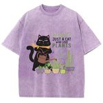 Load image into Gallery viewer, Fresh Flower Black Cat Print T-Shirt - Pure Cotton Unisex Summer Tee