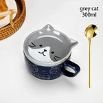 Load image into Gallery viewer, Japanese Cartoon Cat Coffee Mug - Cute Animal Pattern Cup with Lid