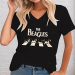 Load image into Gallery viewer, The Beagles Graphic T-Shirt - Funny Dog V-Neck Tee for Beagle Lovers