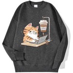Load image into Gallery viewer, Work Cats Coffee Hoodie - Loose Comfortable Fleece Hoodie for Women Men