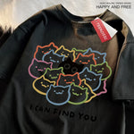 Load image into Gallery viewer, I Can Find You Fun Cat Print T-Shirt - Oversize Cotton Fashion Tee