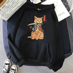 Load image into Gallery viewer, Japanese Cartoon Cat Ukiyo-E Print Hoodie - Women's Hip Hop Fleece