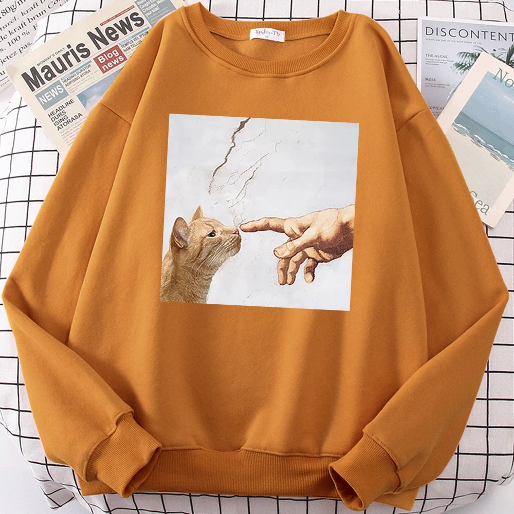 Cartoon Cat Print Hoodie - Men's Oversized Anime Casual Sweatshirt