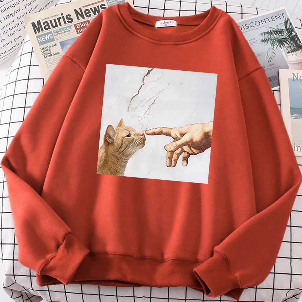 Cartoon Cat Print Hoodie - Men's Oversized Anime Casual Sweatshirt