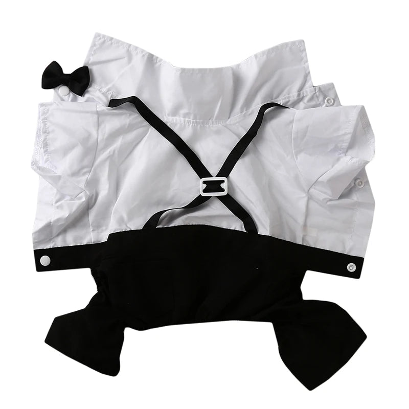 Pet Tuxedo Costume with Bow Tie - Dog Cat Wedding Party Outfit