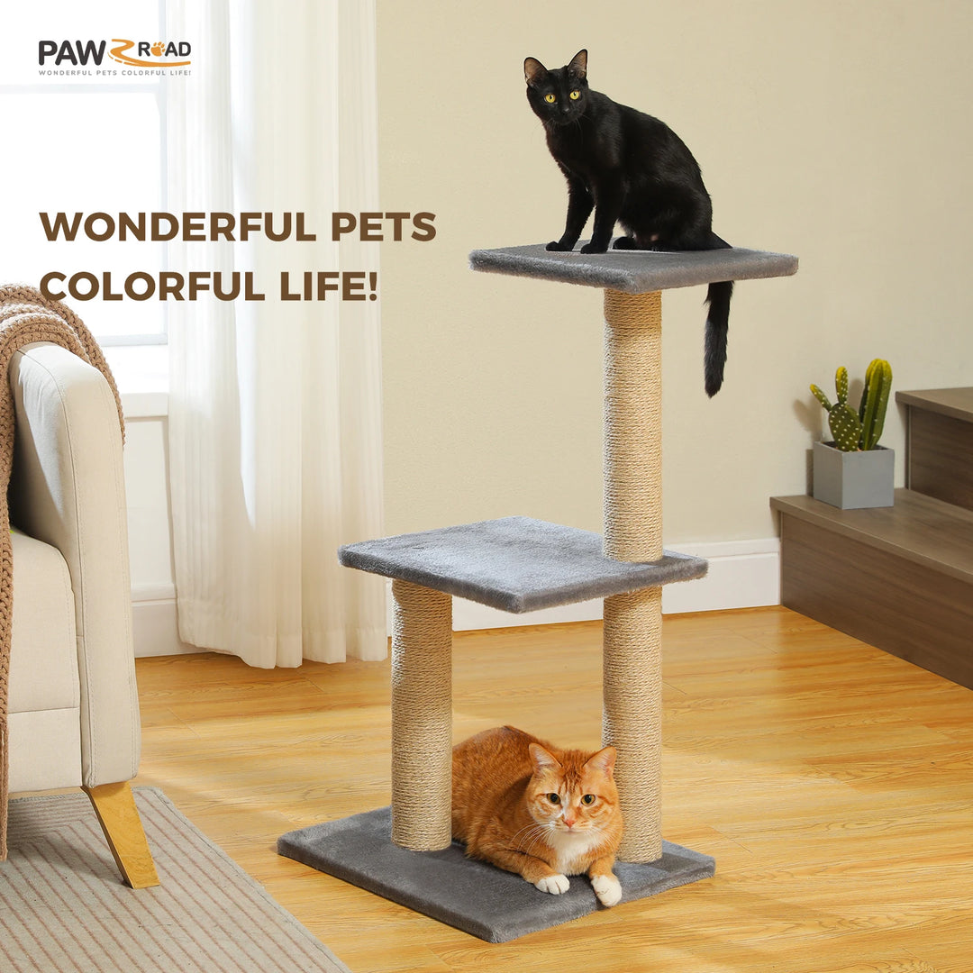 Cat Tree Tower - Scratch Posts, Hammock & Removable Top Perch