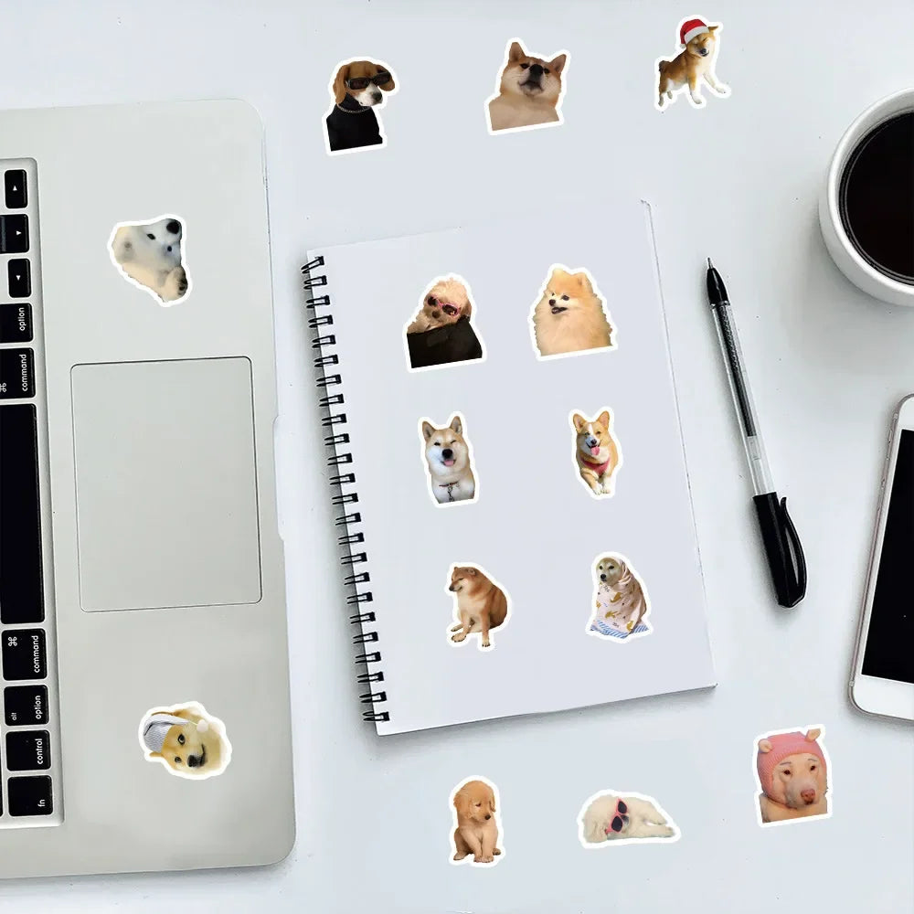 Funny Dog Stickers – 10/50/100pcs Cute Cartoon Decals for Laptop, Phone, Car, Guitar