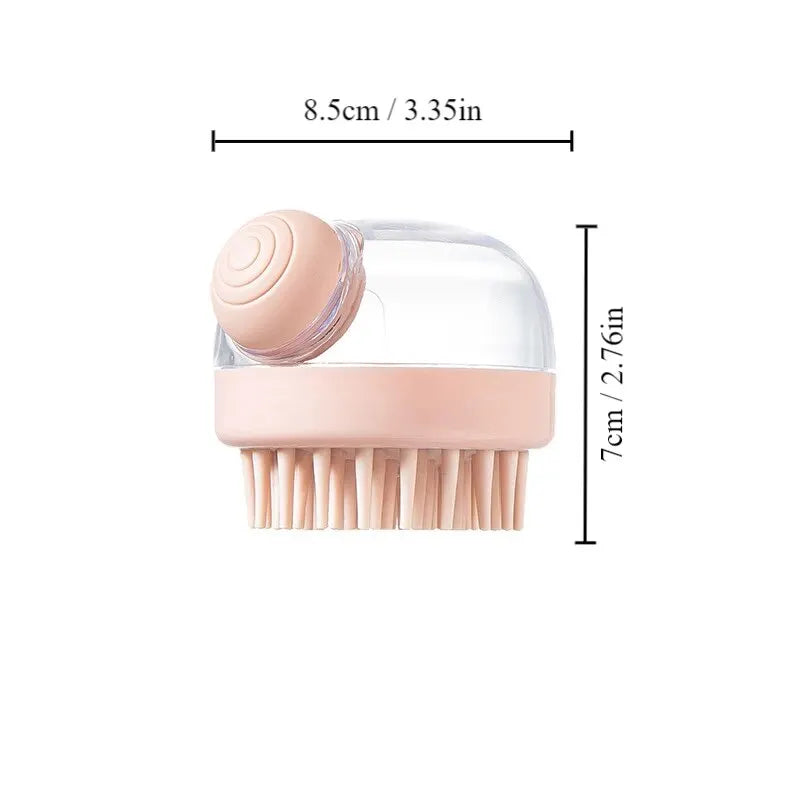 Soft Silicone Pet Bath Brush with Shampoo Dispenser – Gentle Fur Massage Grooming Tool
