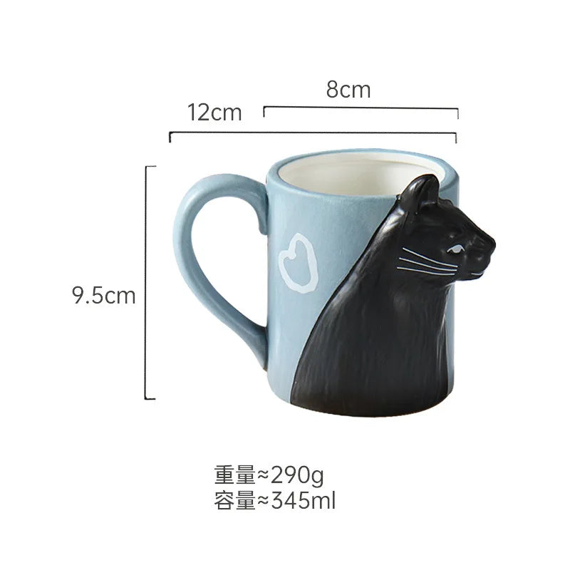 3D Cartoon Cat Water Cup - Creative Handle Ceramic Coffee Mug