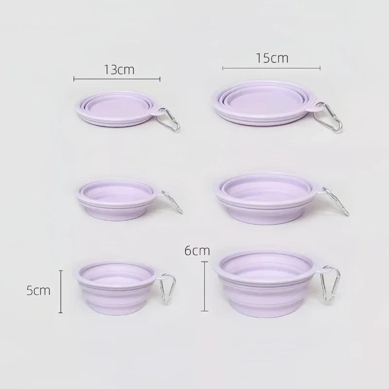 Foldable Silicone Dog & Cat Bowls 350ml/650ml Portable Travel Food & Water Tray