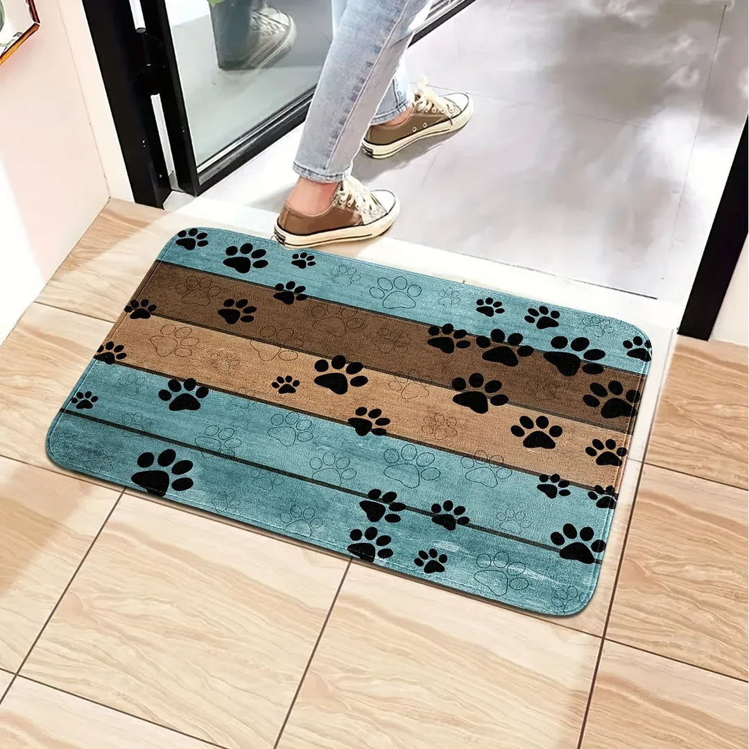 Cat Paw Print Doormat - Absorbent Kitchen Rug Welcome Mat
