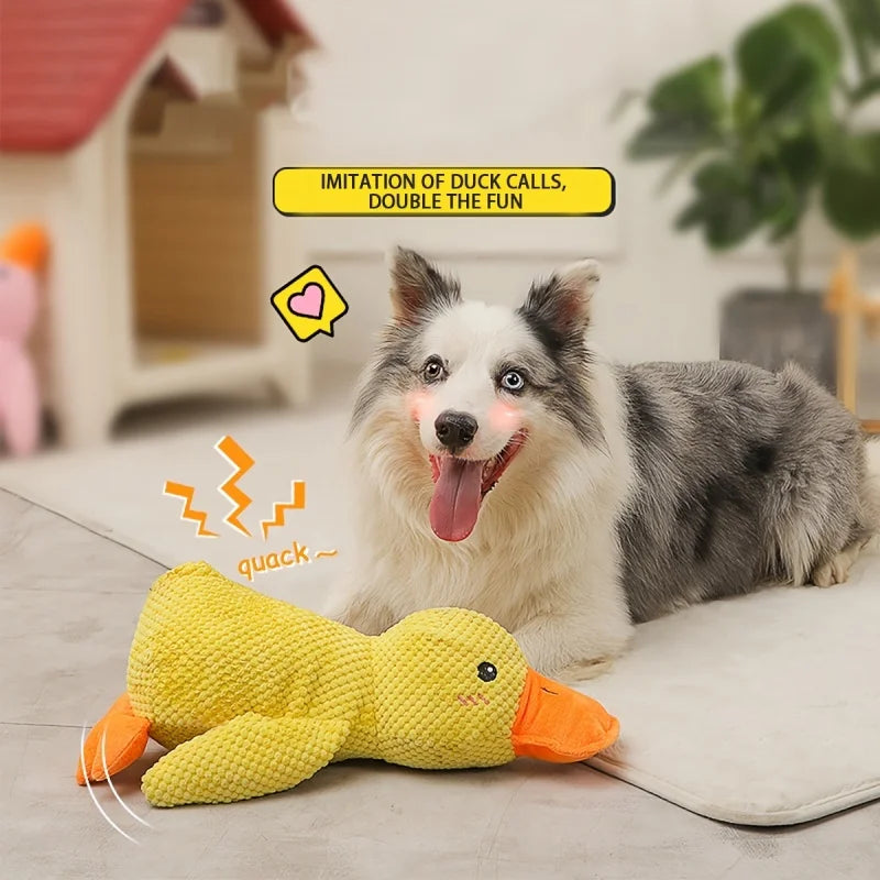 Large Duck-Shaped Squeaky Plush Toy for Dogs – Durable Teeth Cleaning Chew Toy