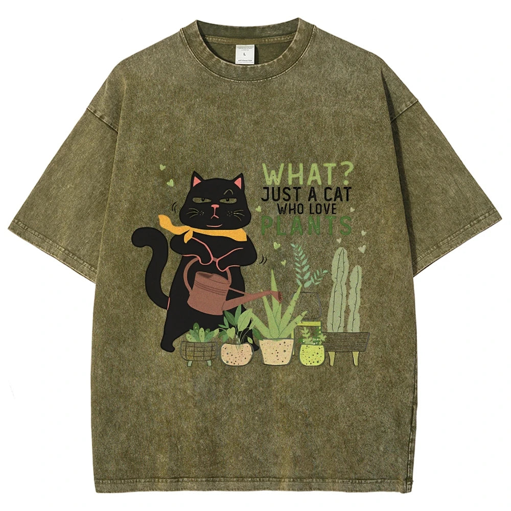 Fresh Flower Black Cat Print T-Shirt - Pure Cotton Unisex Summer Tee