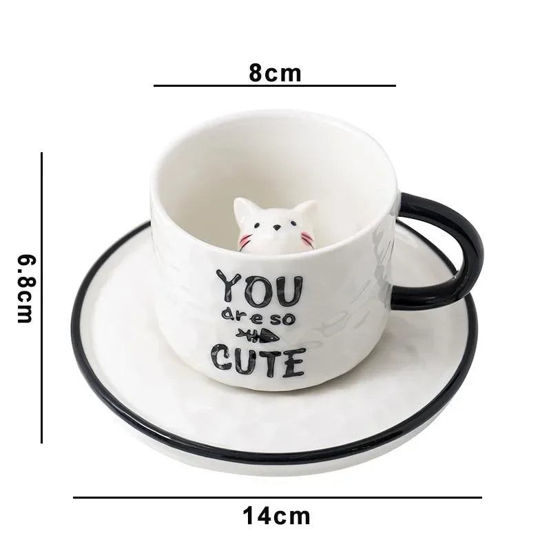 Cute Kitten Cat Claw Ceramic Cup - 3D Animal Coffee Water Mug