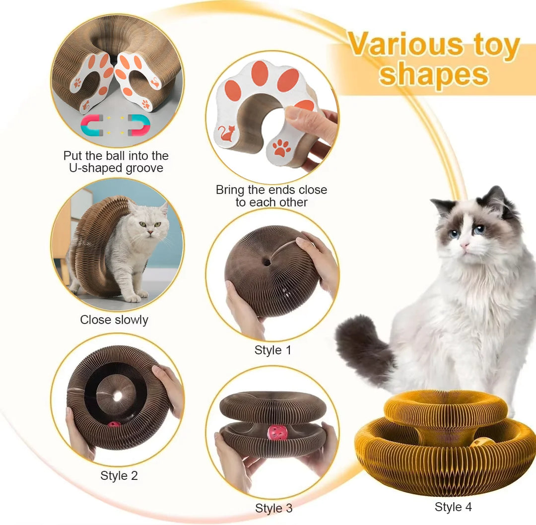 Round Magic Cat Scratching Board with Ball – Claw Care & Play