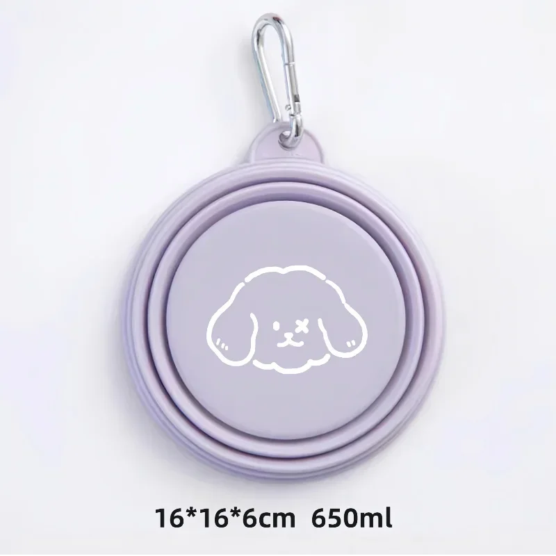 Foldable Silicone Dog & Cat Bowls 350ml/650ml Portable Travel Food & Water Tray