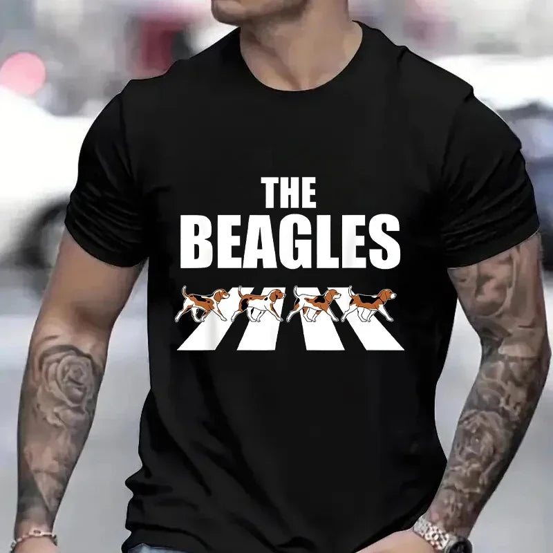 Men Women Classic Beagle T-Shirt - Crazy Beagle Dog Round Neck Tee