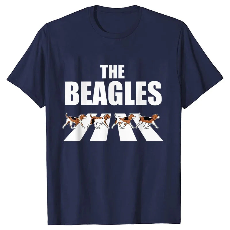 Men Women Classic Beagle T-Shirt - Crazy Beagle Dog Round Neck Tee