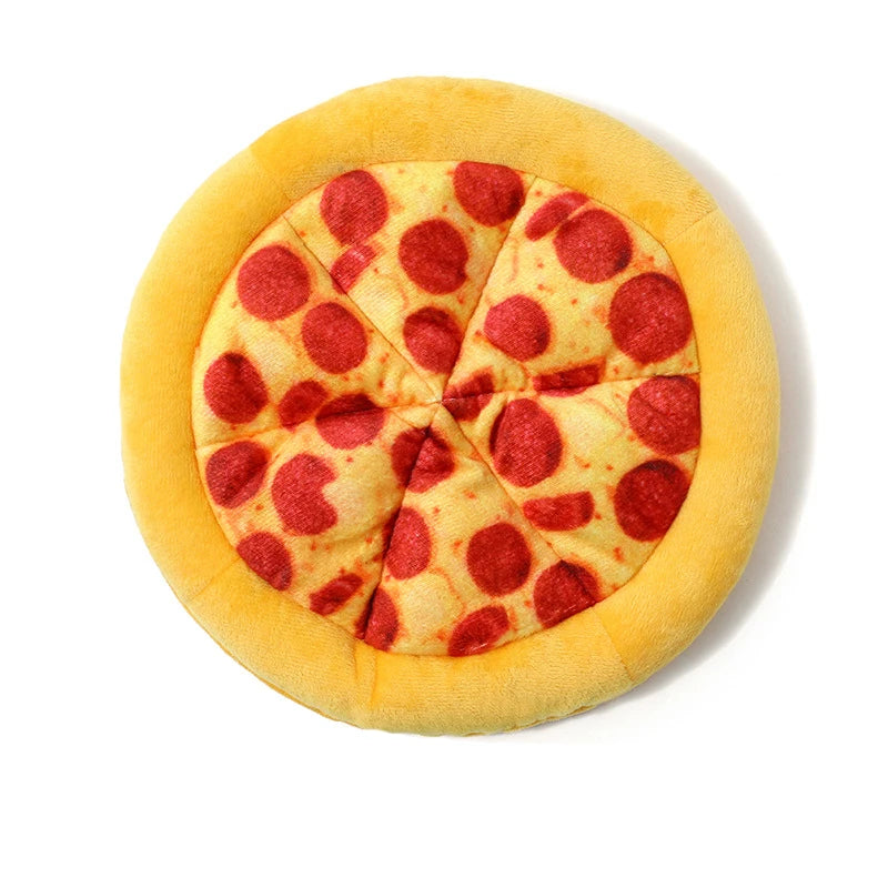 Plush Pizza Dog Toy – Squeaky Chew Fun for Small & Large Dogs