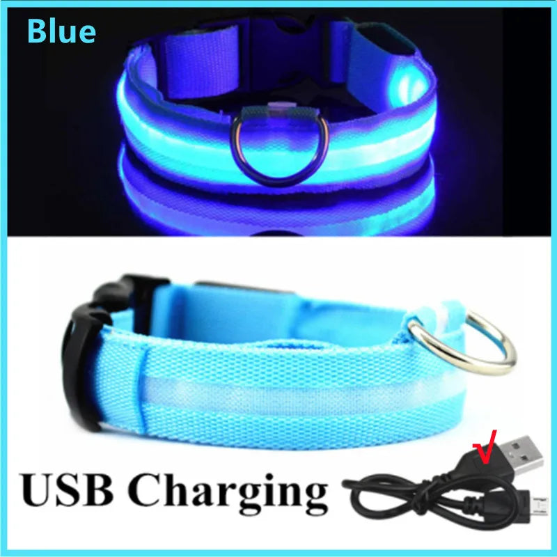 USB Rechargeable LED Dog Collar – Adjustable Glowing Safety Light for Pets