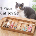 Load image into Gallery viewer, 7-Piece Cat Toy Set – Feather Wand, Plush Mouse &amp; Bell Toys
