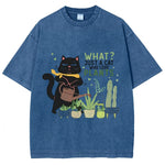 Load image into Gallery viewer, Fresh Flower Black Cat Print T-Shirt - Pure Cotton Unisex Summer Tee
