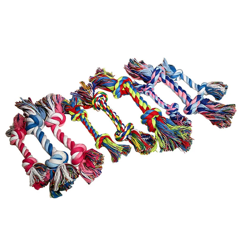 Durable Cotton Rope Dog Toy – Random Knot Design for Teeth Cleaning