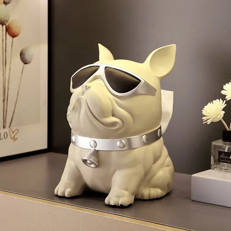 ERMAKOVA French Bulldog Tissue Box - Modern Luxury Dog Statue Ornament