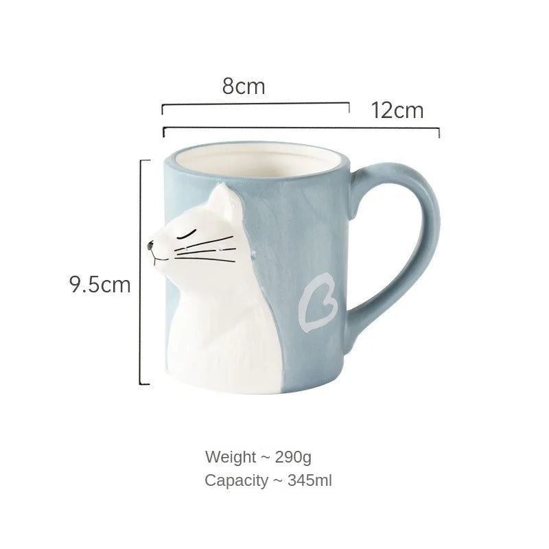 3D Cartoon Cat Water Cup - Creative Handle Ceramic Coffee Mug